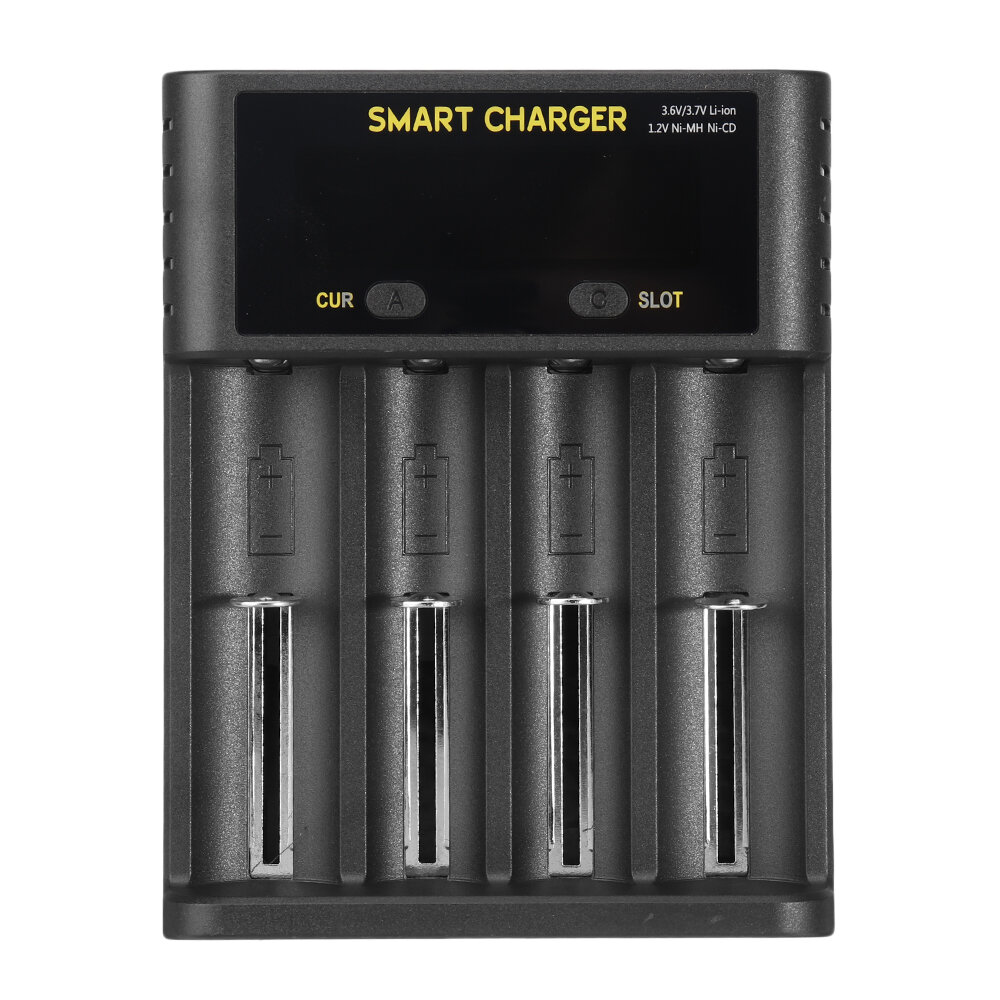 Bmax 3.7V 18650 4 Slot USB-batterijlader 5V2A LCD/USB met LED-indicator voor Li-ion Ni-MH/Ni-Cd opla