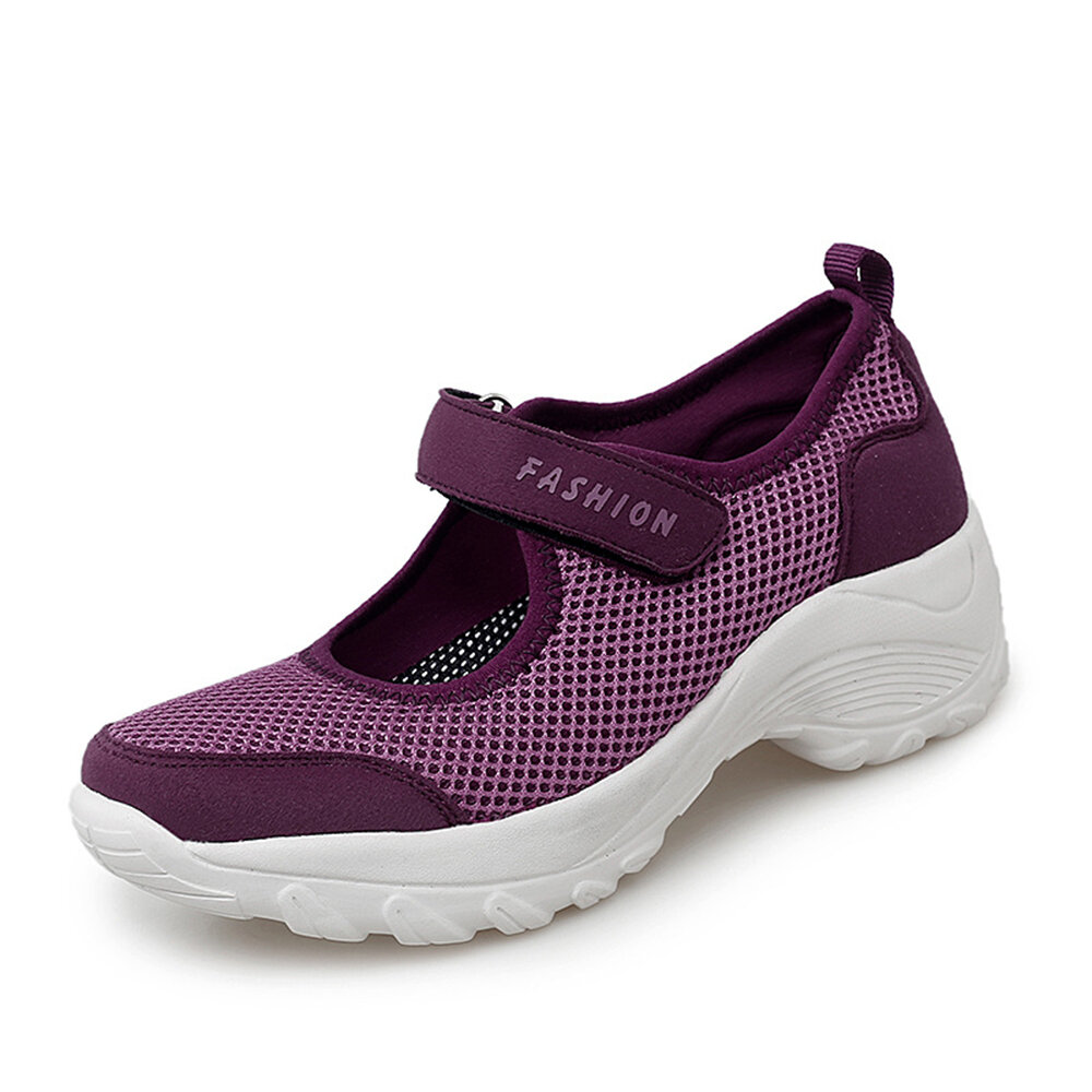51% OFF on Women Large Size Breathable Mesh Platform Outdoor Sport Shoes