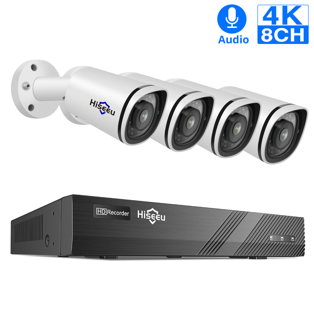 Hiseeu 4K 8MP 8CH NVR POE IP Security Surveillance Camera System Kit...