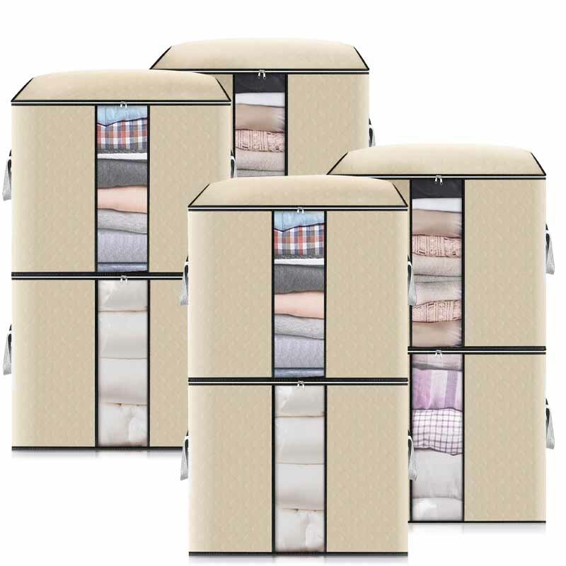 

KING DO WAY 8 Packs 90L Large Storage Bags Clothes Storage Bins Foldable Closet Organizers Storage Containers with Durab