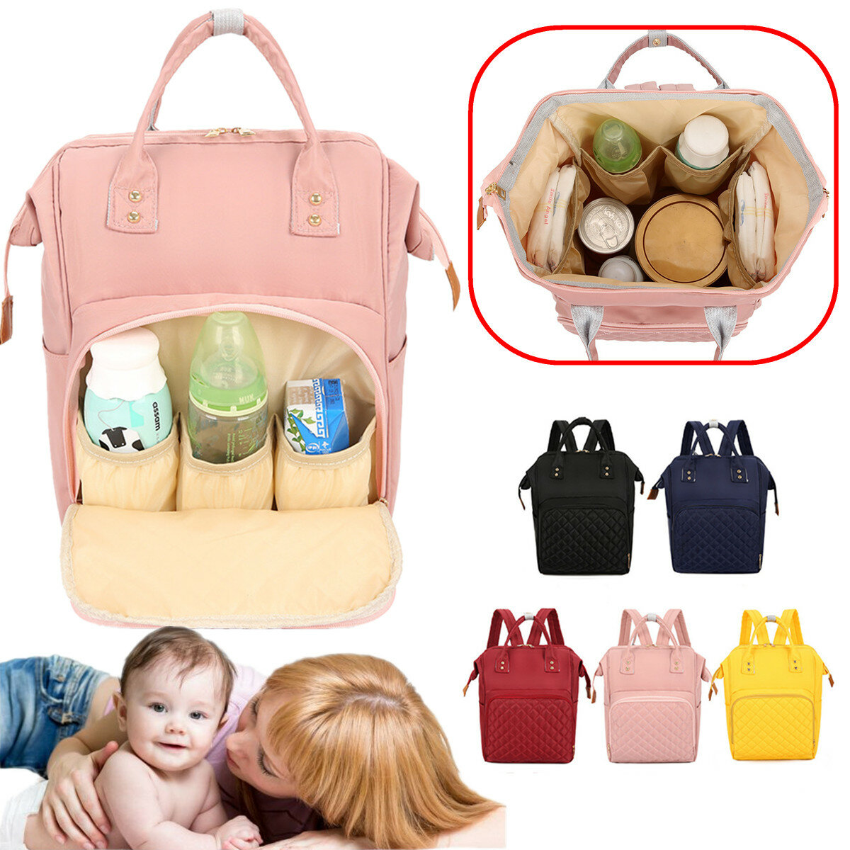 Waterproof Mummy Backpack Outdoor Nappy Diaper Bag Travel Baby Nursing Bag Handbag
