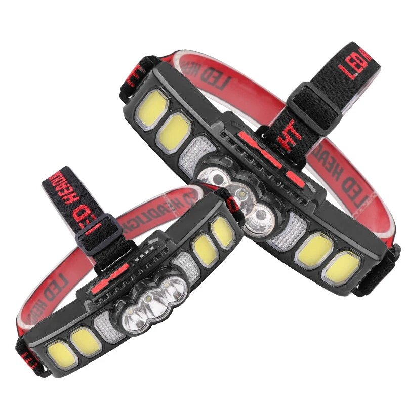 

USB Rechargeable LED Head Flashlight XPE COB Headlamp Red Light Motion Sensor Lightweight for Running Camping Equipments