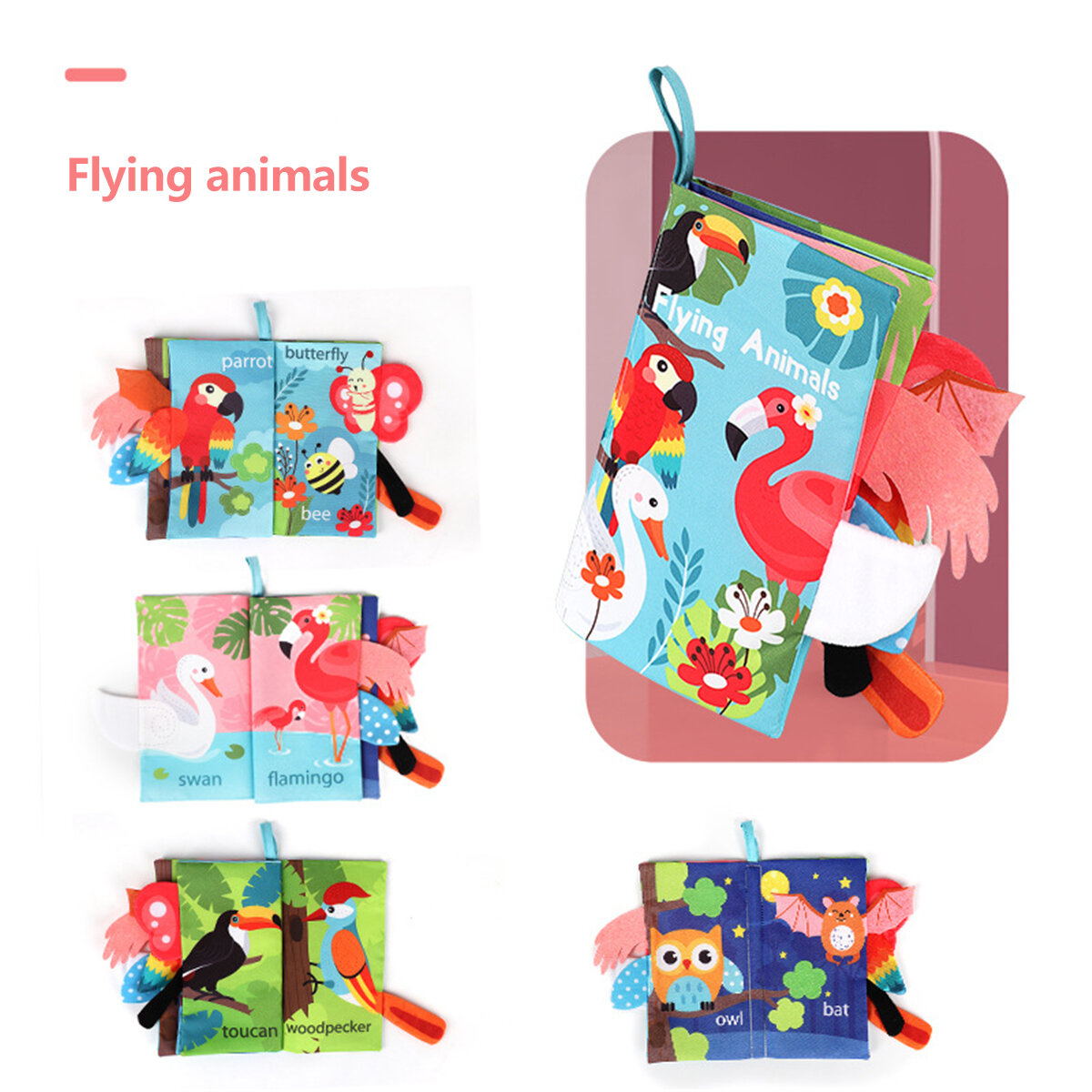 Childrens Cloth Book Tear-resistant Cartoon Animal Tail Book Soft Nontoxic Fabric Early Children's D