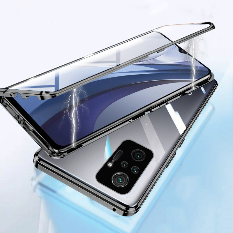 Bakeey for Xiaomi Redmi Note 10 Pro/ Redmi Note 10 Pro Max Case 2 in 1 Magnetic Flip Double-Sided Tempered Glass Metal F