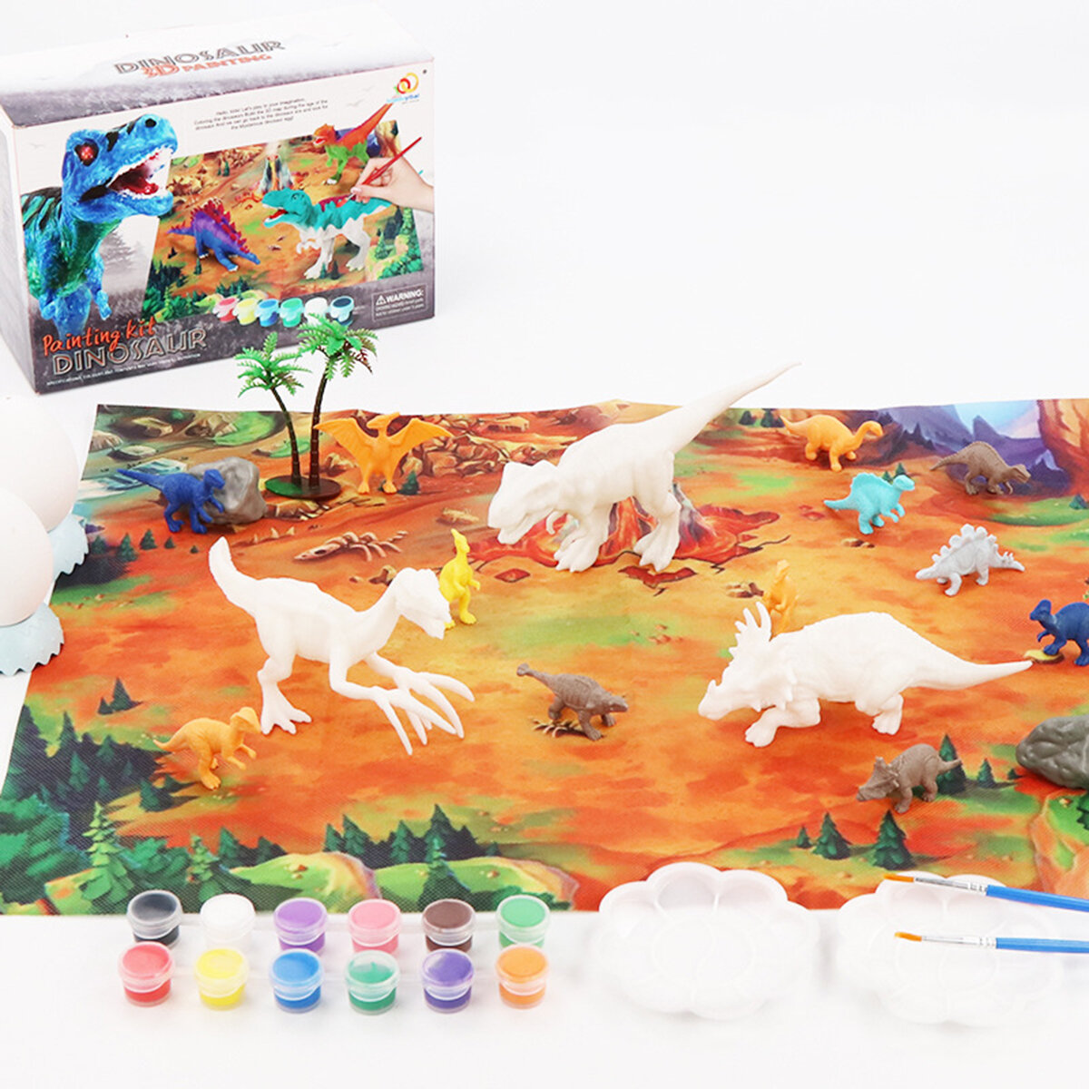 38Pcs Jungle Wildlife Animal Diecast Dinosaur Model Puzzle Drawing Early Education Set Toy for Kids 