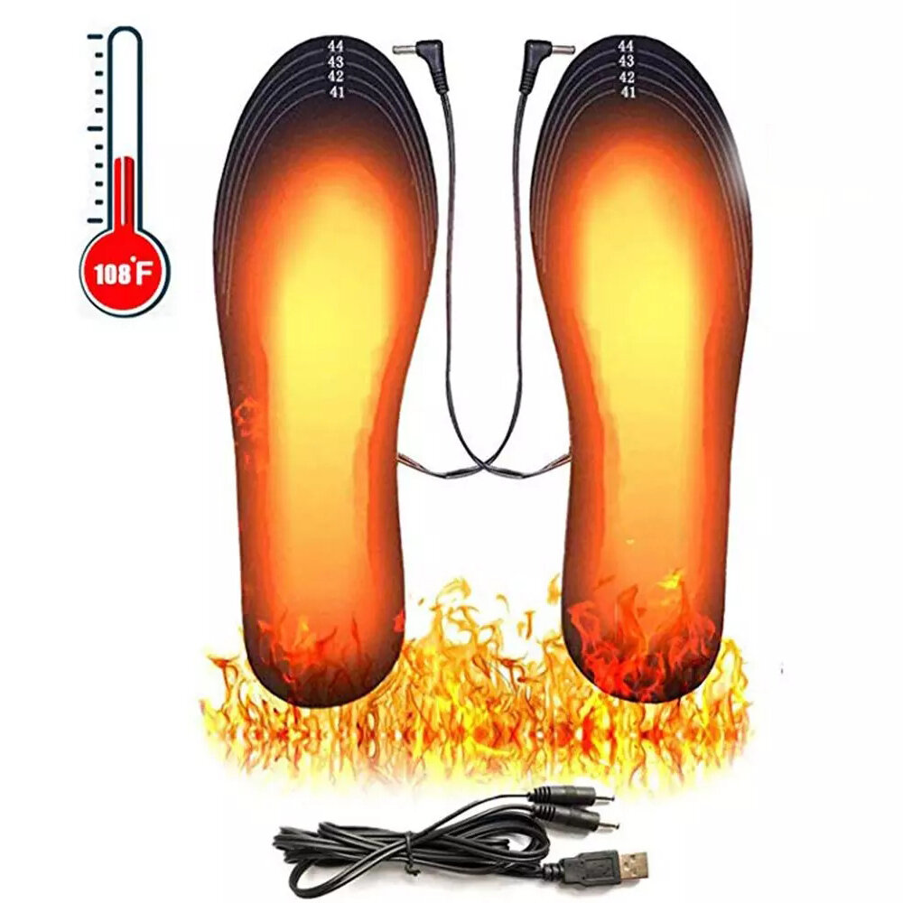 TENGOO Electrically Heating Shoe Insoles USB Charging EVA Elastic FibeFeet Warm Sock Pad Mat Washable Warm Thermal Insoles