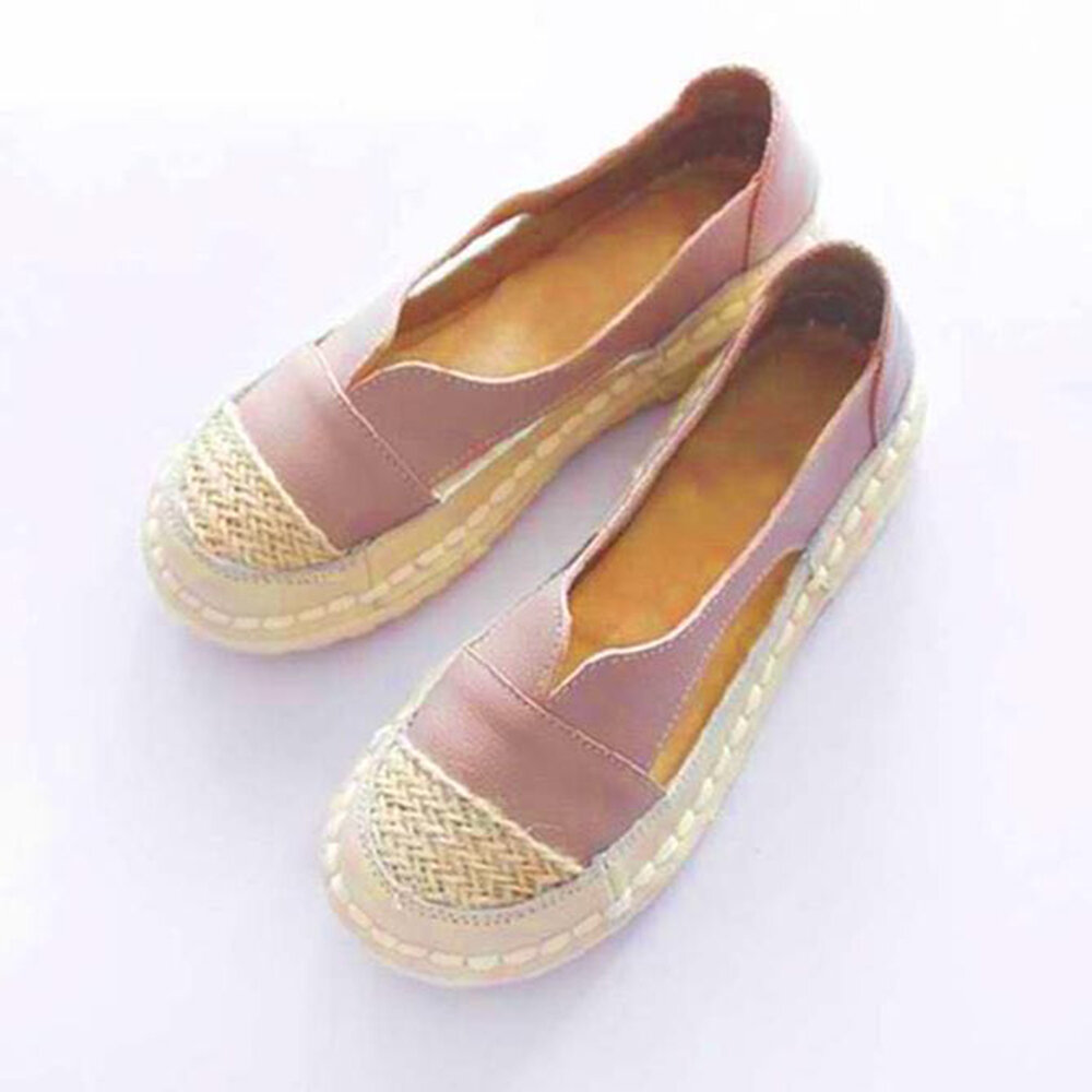 

Plus Size Women Loafers Round Toe Casual Hollow Stitching Slip-on Flats