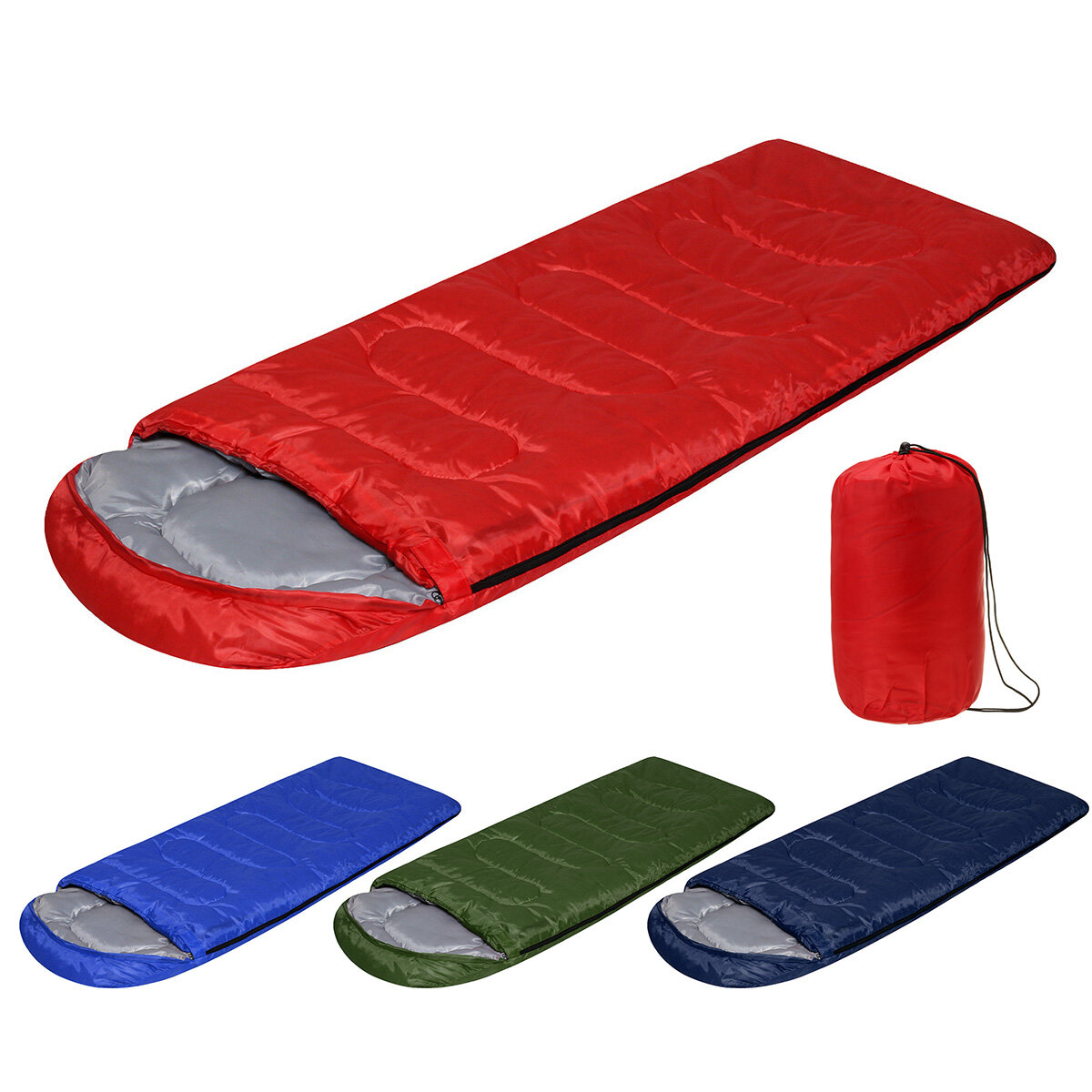 210x75cm 1600G All Season Waterproof Ultralight Compact Hiking Camping Single Sleeping Bag with Carry Bag Solid Colors Lightweight Sleeping Bag