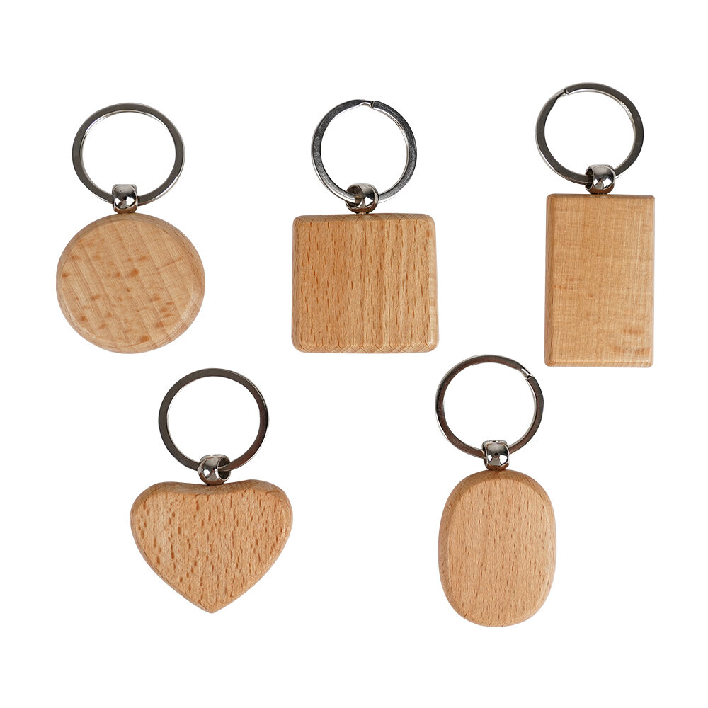 TWOTREES® 5-delige lege houten sleutelhanger Diy houten sleutelhanger Sleutelhanger Anti-verloren ho