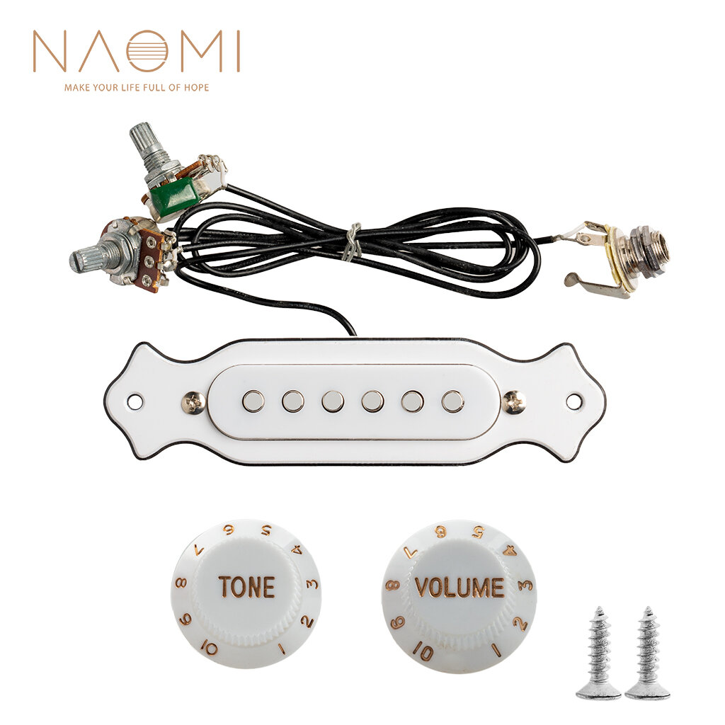 NAOMI Klankgat magnetische pickup voor folk-akoestische elektrische gitaar met knoppenpotten