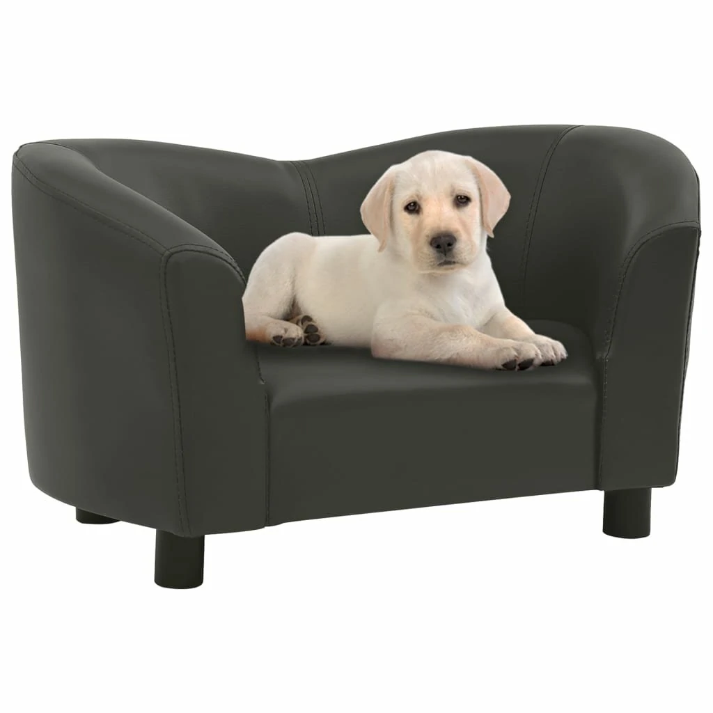 Dog Sofa Dark Gray 26.4 x16.1 x15.4 Faux Leather