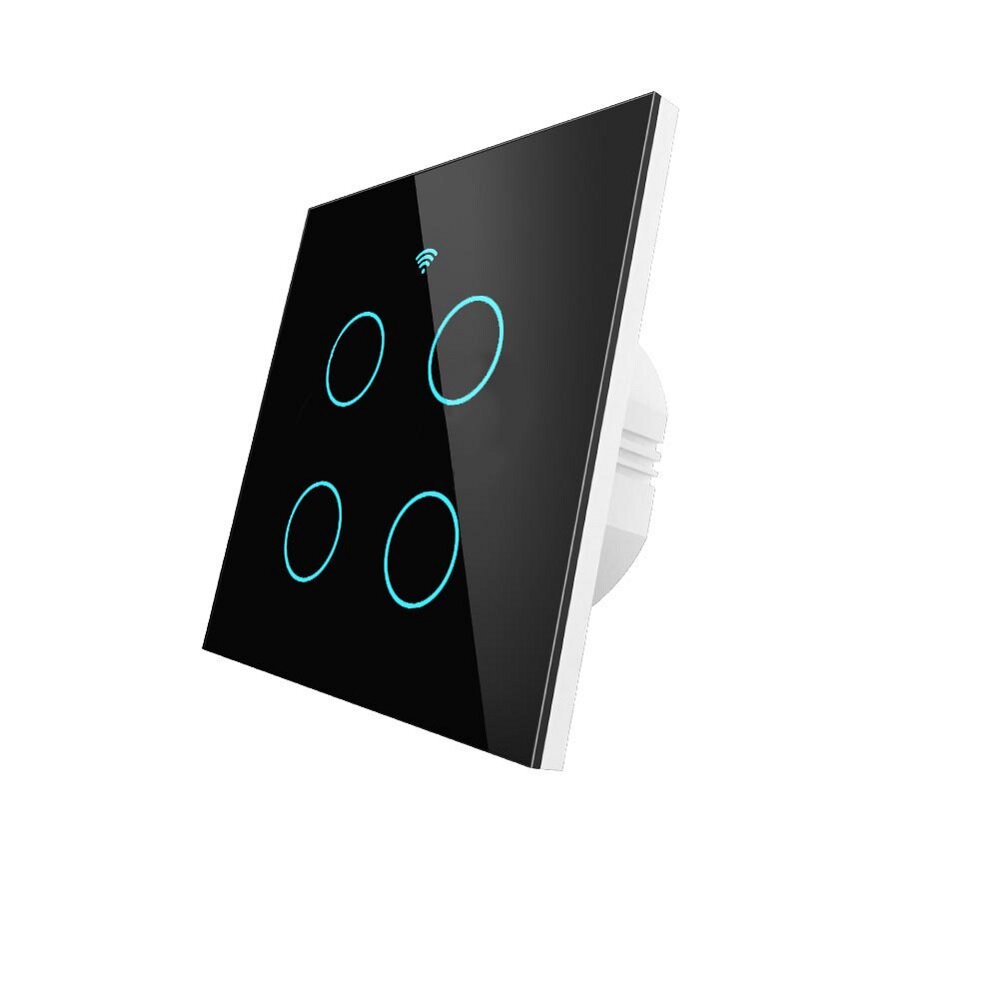 MoesHouse 4 Gang WiFi Smart Glass Panel Switch Smart Life/Tuya App Multi-Control Voice Control Works with Alexa Google