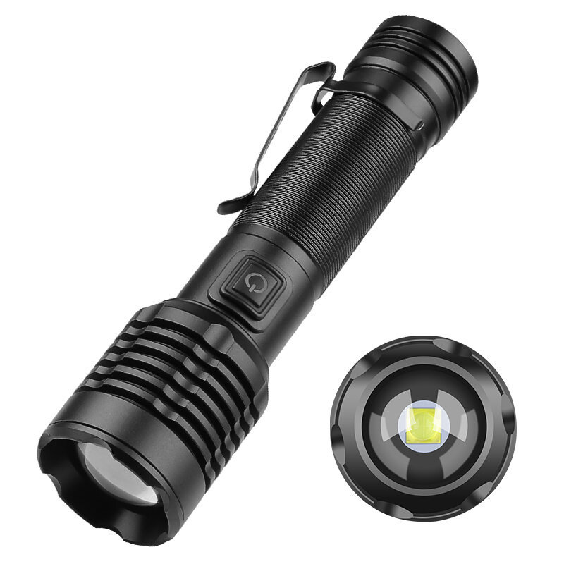 

800LM XHP50 LED Powerful Flashlight Type-C Rechargeable Zoomable Flash Light Power By 18650/3*AAA Battery High Power Led