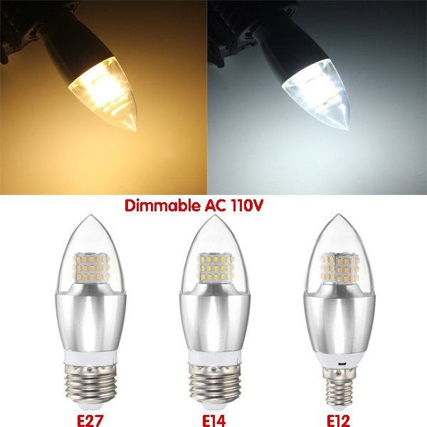 Image of Dimmbare E14 E12 E27 7W 60 580lm SMD 3014 LED Wei Warm White Candle Light Lampen Birne Wechselstrom 110V