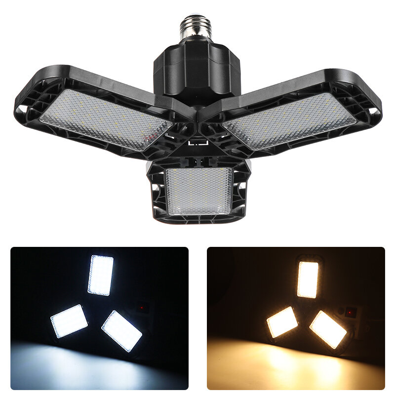 AC165-265V E27 LED Garage Light Bulb Deformable Ceiling Workshop Lamp Emergency Bulb
