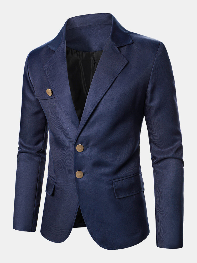 Men Plain Two Buttons Design Flat Pocket Regular Fit Long Sleeve Stylish Suits