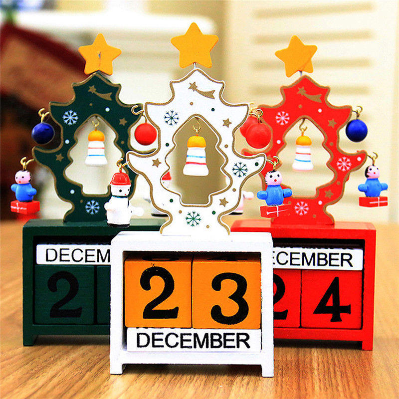 Kerstmis Creatieve Gift Mini Houten Kalender Home Ornament Table Desk Decor