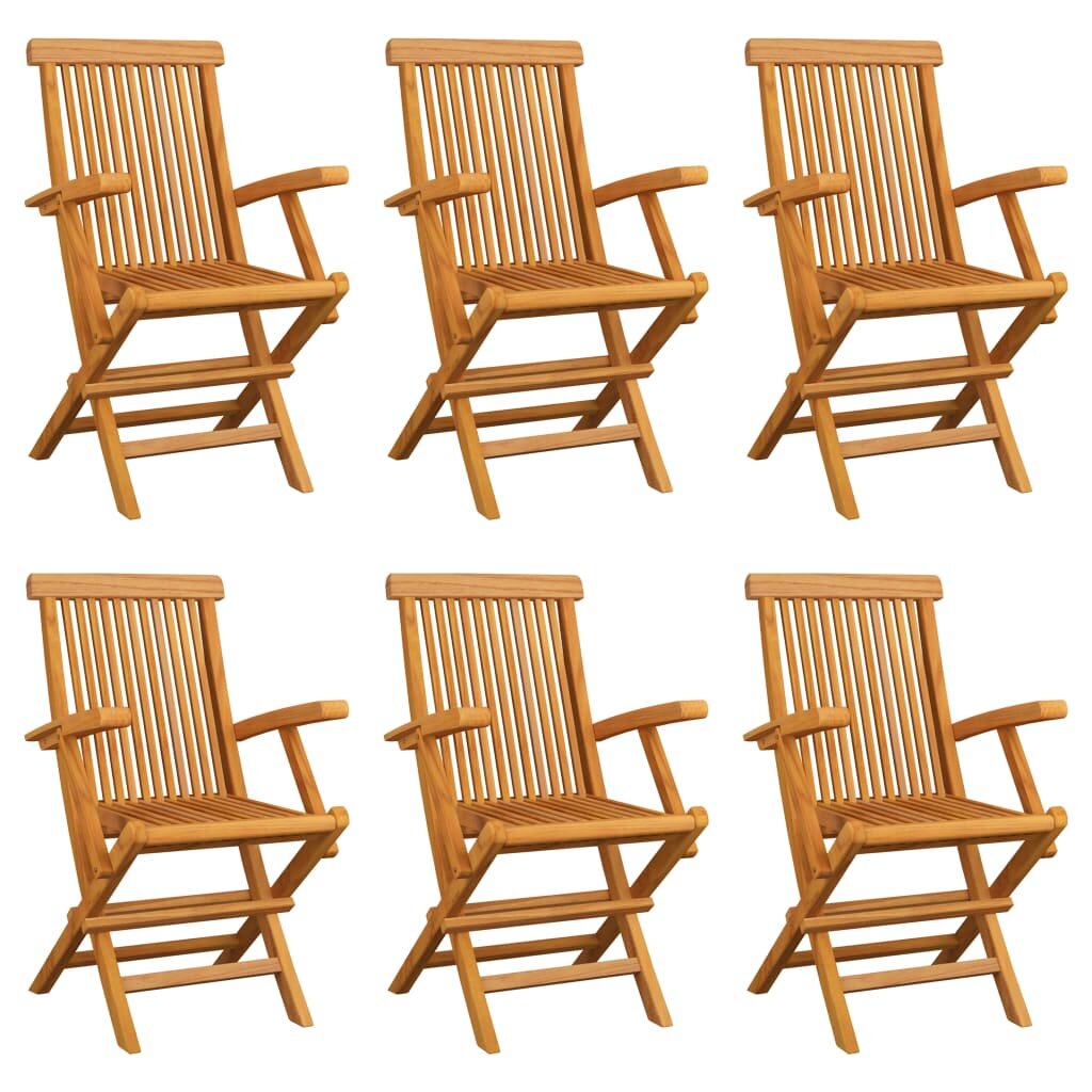 Folding Garden Chairs 6 pcs Solid Teak Wood