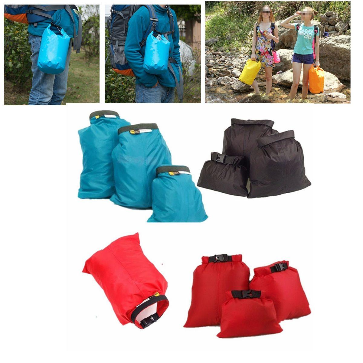 IPRee 3 PCS Bolsa de armazenamento de viagem impermeável Saco seco portátil leve para acampamento caminhada