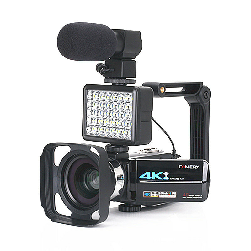 KOMERY AF2 48M 4K Video Camera for Vlogging Live Camcorder NightShot Anti-shake Camcorder WIFI APP Control DV Video Recording with Microphone Lens Light Stabilizer