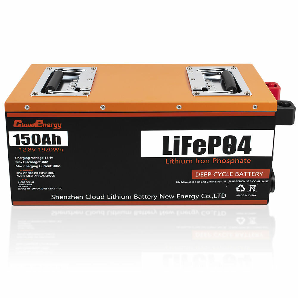 [EU Direct] Cloudenergy 12V 150Ah LiFePO4 Deep Cycle Battery 1920Wh 1280W Built-in 100A BMS Perfect for RV Solar Marine Perfect Replace Most of Backup Power and Off Grid Applications CL12-150