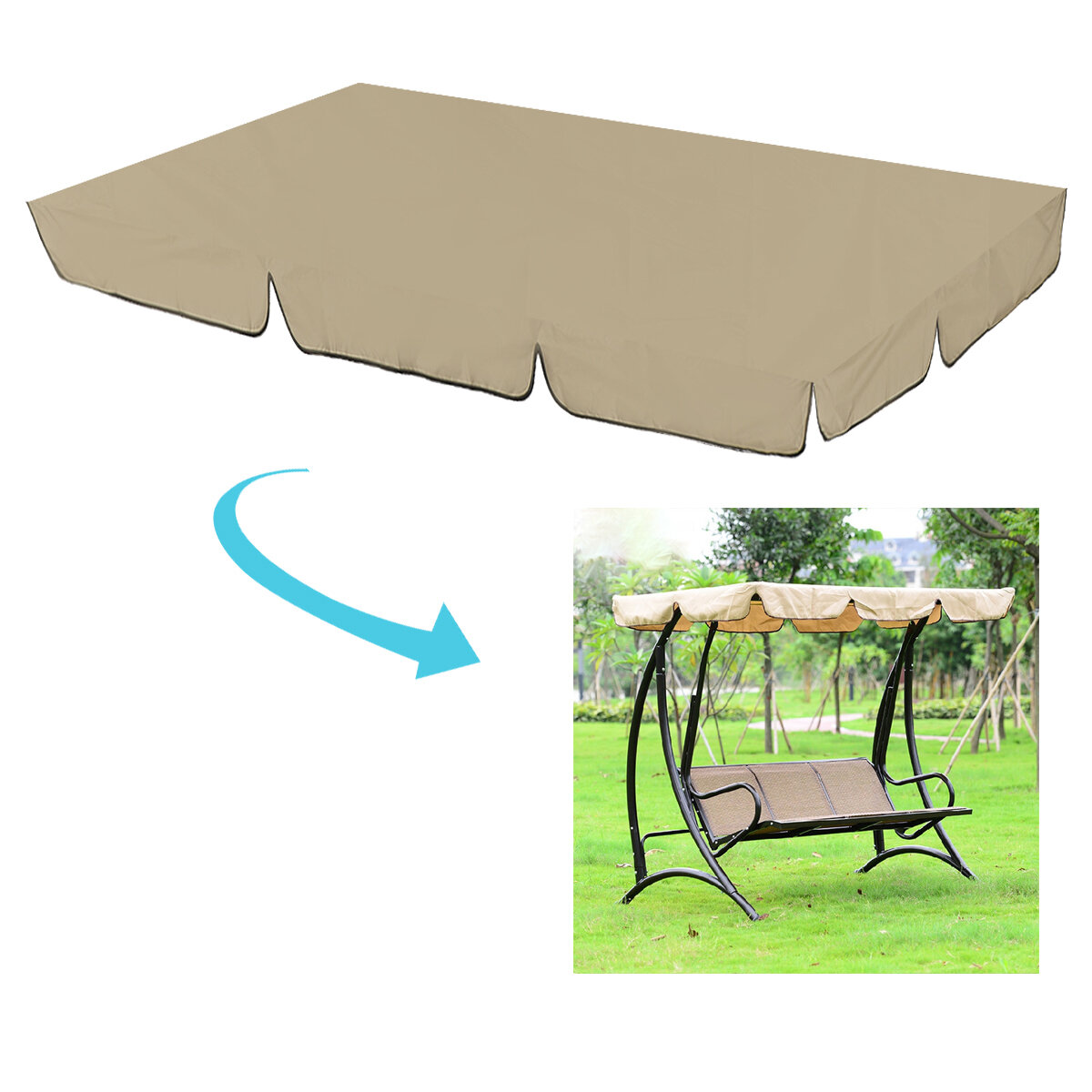 Swing Chair Canopy Waterproof Sunshade Replacement Top Cover Garden
