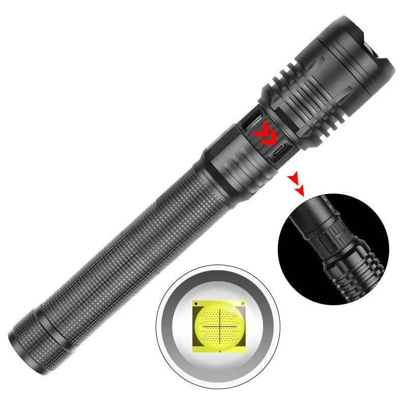 

XANES® 1459 XHP90 2500LM Tactical Flashlight Zoomable 3 Modes Water Resistant USB Rechargeable for Camping Hunting Fishi