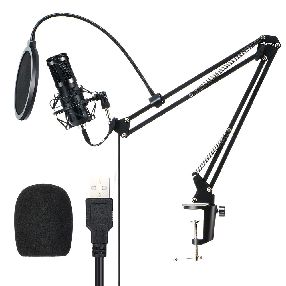 BlitzWolf® BW-CM2 Condenser Microphone USB Microphone Audio Dynamic System Kit Cantilever Bracket Anti-spray Net Set Sou