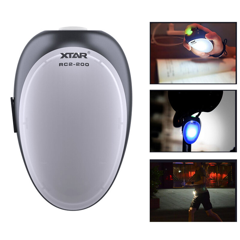 XTAR RC2-200 3-Modes RGB LED Hands-Free Rechargeable EDC Light Outdoor Running Safety Lamp Camping Torch