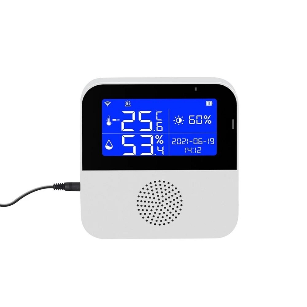 

Tuya WIFI Intelligent Temperature Humidity Sensors Time Date Display Mobilephone APP Remote Monitoring for Home Desktop