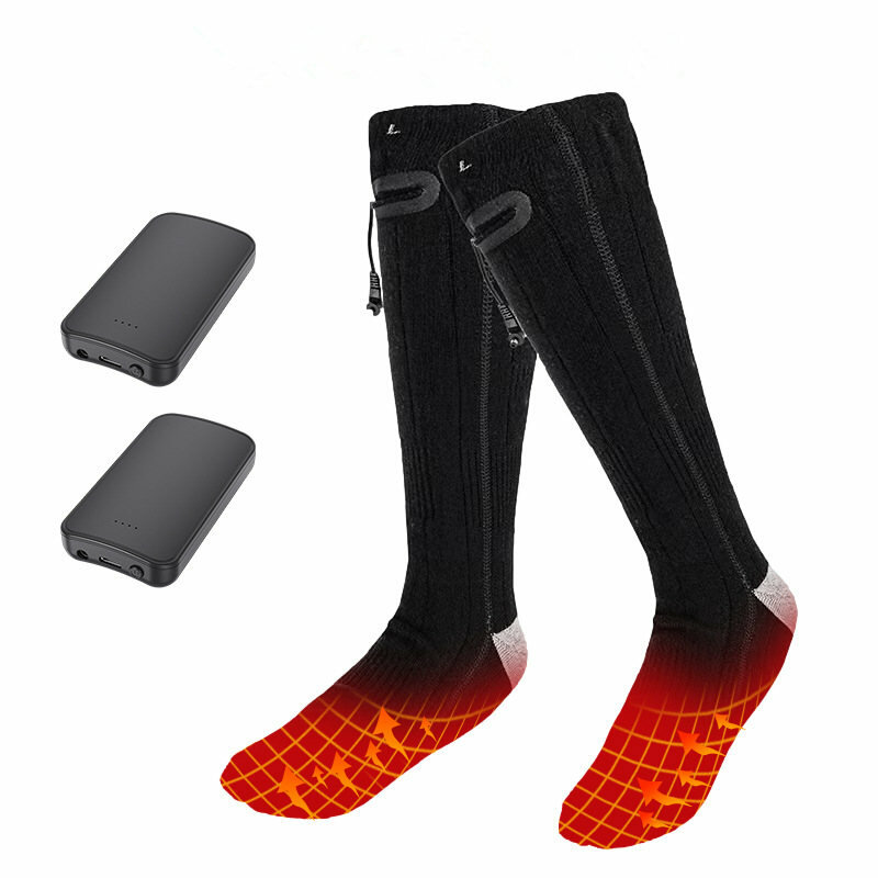 Winter Electric Heating Socks Rechargeable Adjustable Temperature Warm Socks Foot Warmer Unisex Socks For Camping Hiking