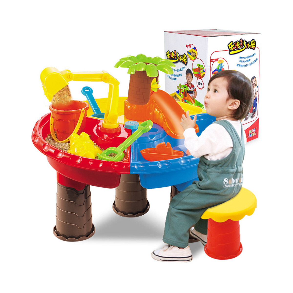2 IN 1 Multi-style Summer Beach Sand Kids Play Water Digging Sandglass Play Sand Tool Set Toys for K