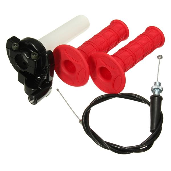22mm 7/8 inch Throttle Grips Twist met kabel Quick Action voor 110cc 125cc pit crossmotor rood