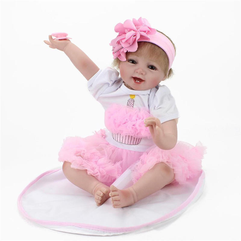 22/'/' Lifelike Handmade Baby Girl Doll Silicone Vinyl Reborn Newborn Toys+Clothes