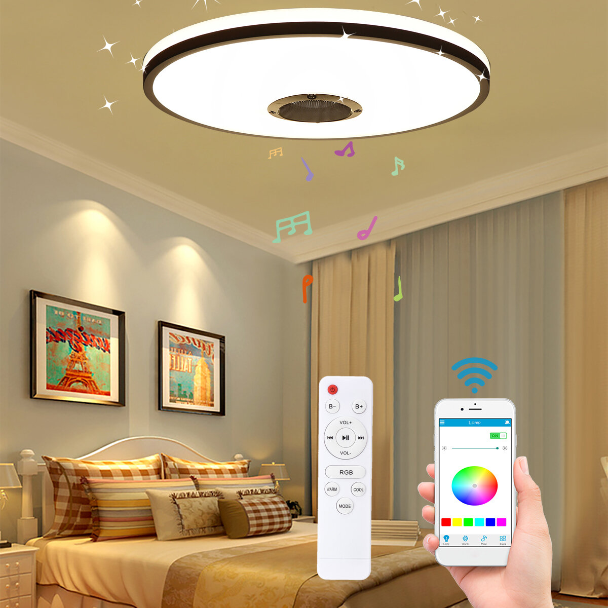 

ARILUX 30W 220V 33cm Modern Dimmable LED Ceiling Lamp RGBW WiFi Bluetooth Music Smart Ceiling Light APP+Remote Control