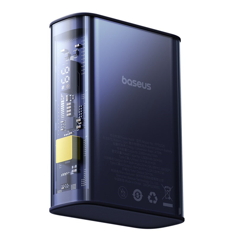 

Baseus PPTSZ20 22.5W 73Wh 20000mAh Power Bank External Battery Power Supply with 1 Input & 2 Outputs Support SCP FCP QC