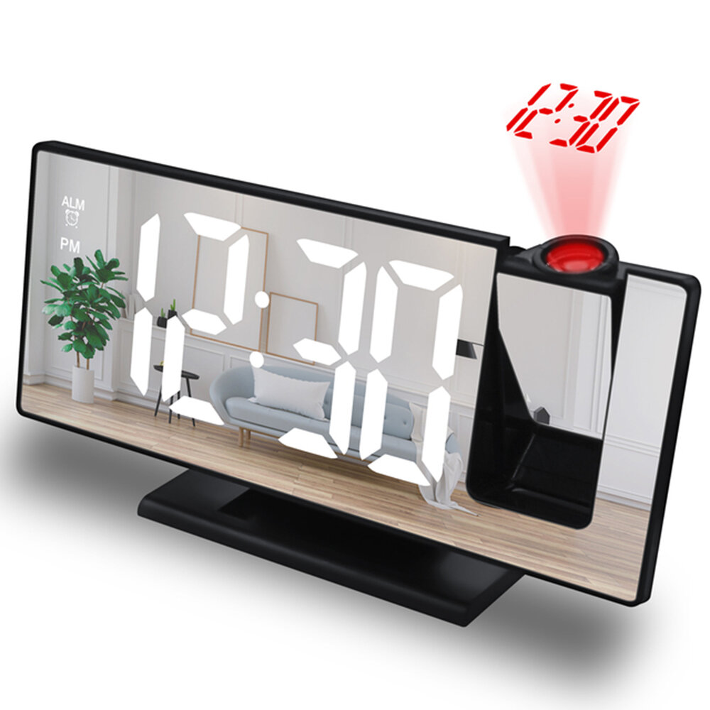 

LED Mirror Projector Alarm Clock Big Screen Temperature Date Display Multiple Colors Available Electronic Clock Adjustab
