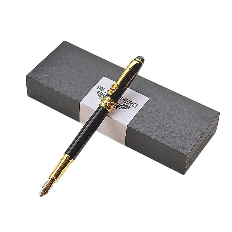 Hero 8608 luxurious business fountain pen 0.7mm nib full metal chinese dragon writing pen signing pen office school stationery supplies gift for friends families
