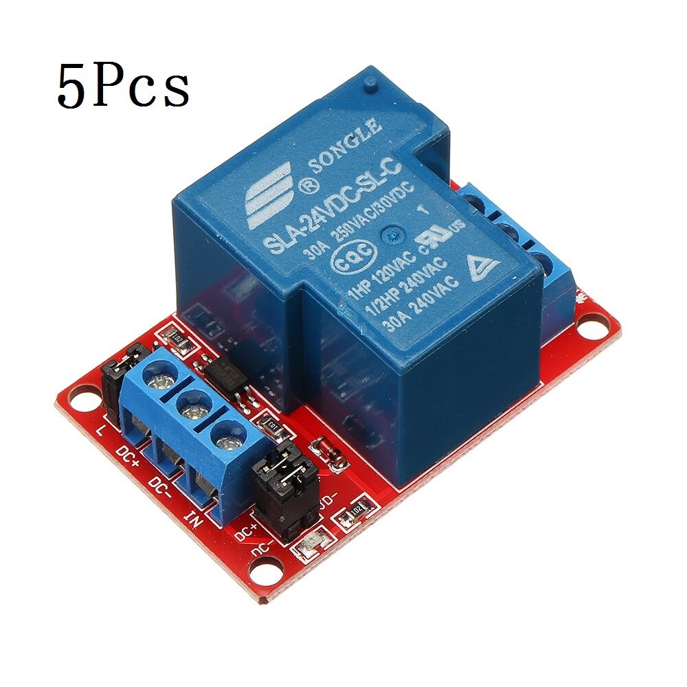 

5Pcs BESTEP 1 Channel 24V Relay Module 30A With Optocoupler Isolation Support High And Low Level Trigger