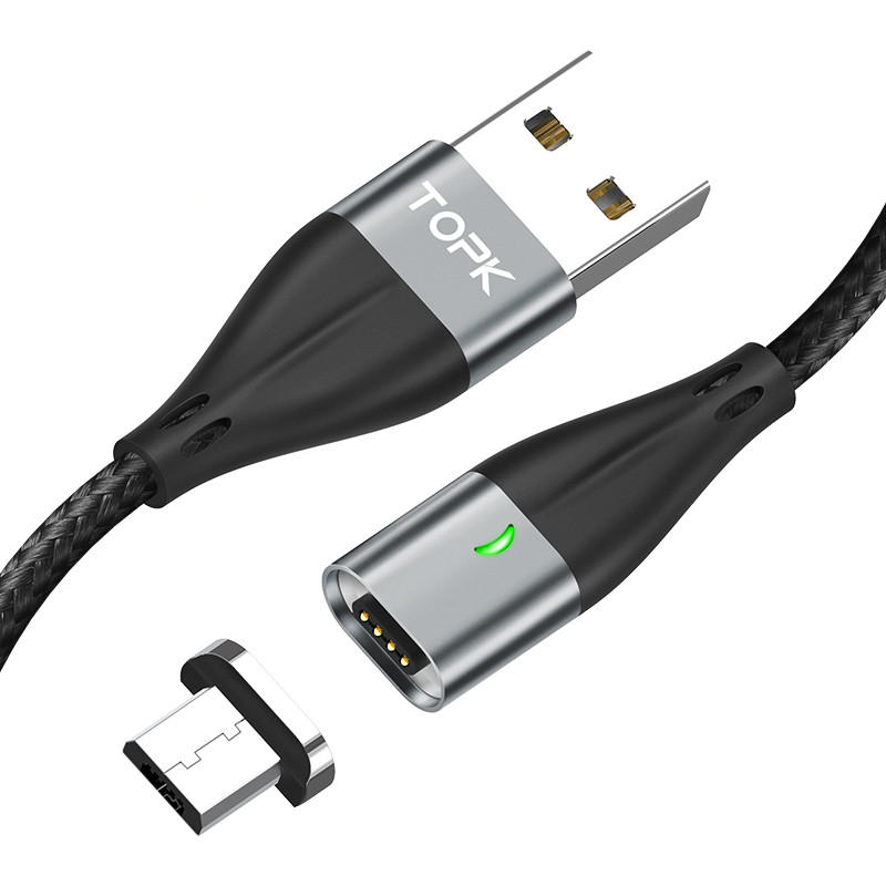 

TOPK 1M 2.4A Magnetic Cable Quick Charge 3.0 Fast Charging Micro USB Data Cable for Mobile Phone