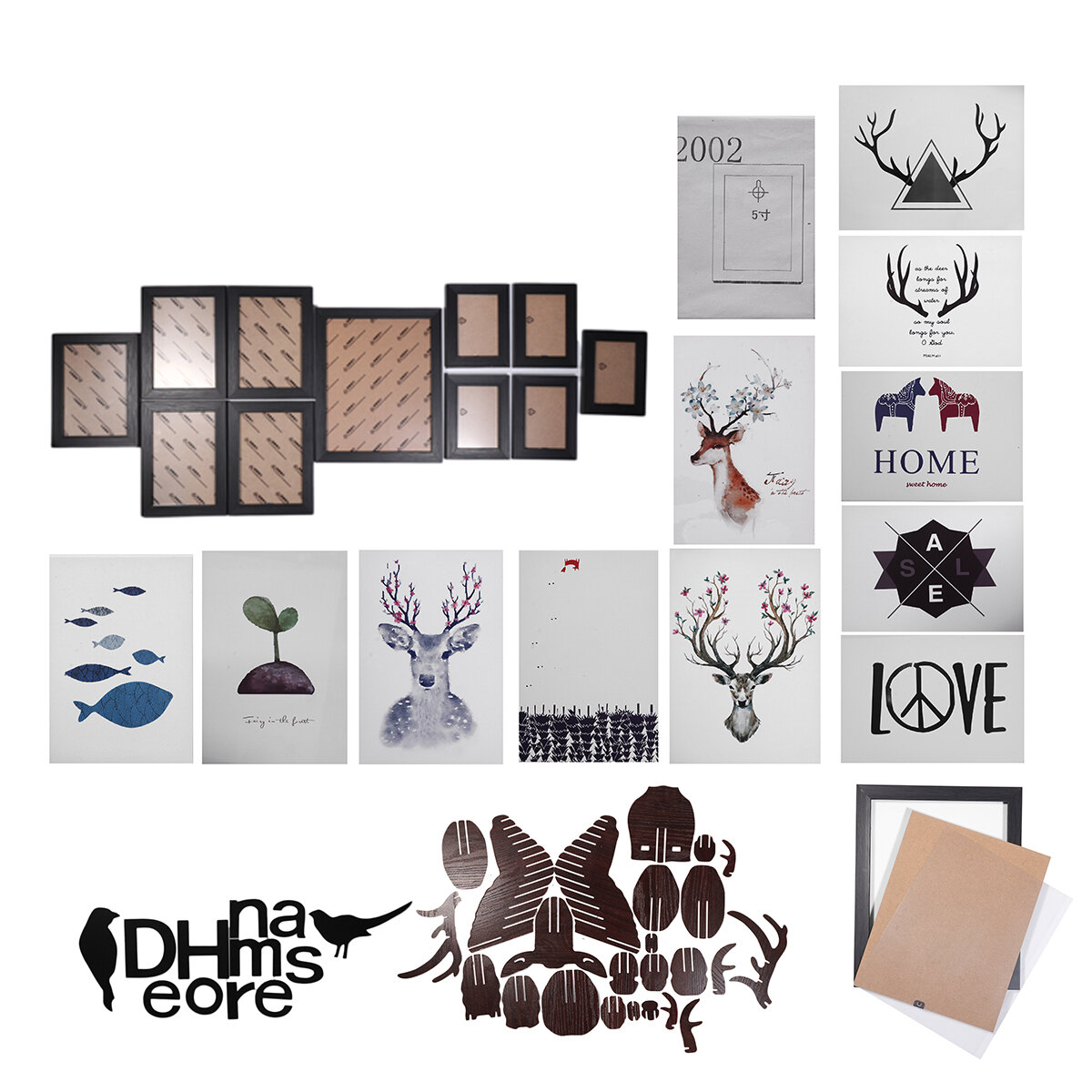 Foto Fotolijsten Muurbevestiging 11-delige set Art Home Decoration Letter Deer