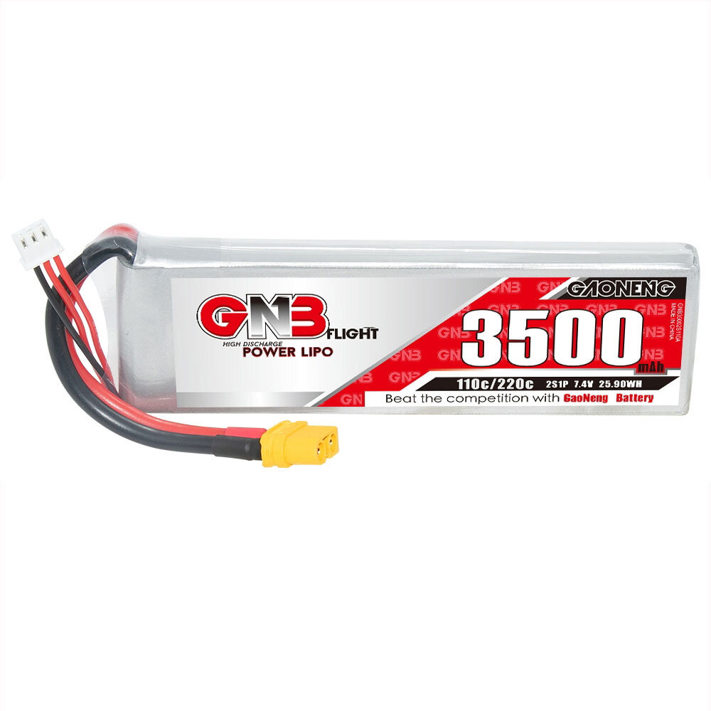GAONENG GNB 7.4V 3500mAh 110C 2S LiPo Battery XT60 T Plug for1/10 Scale Off Road and On Road RC Car