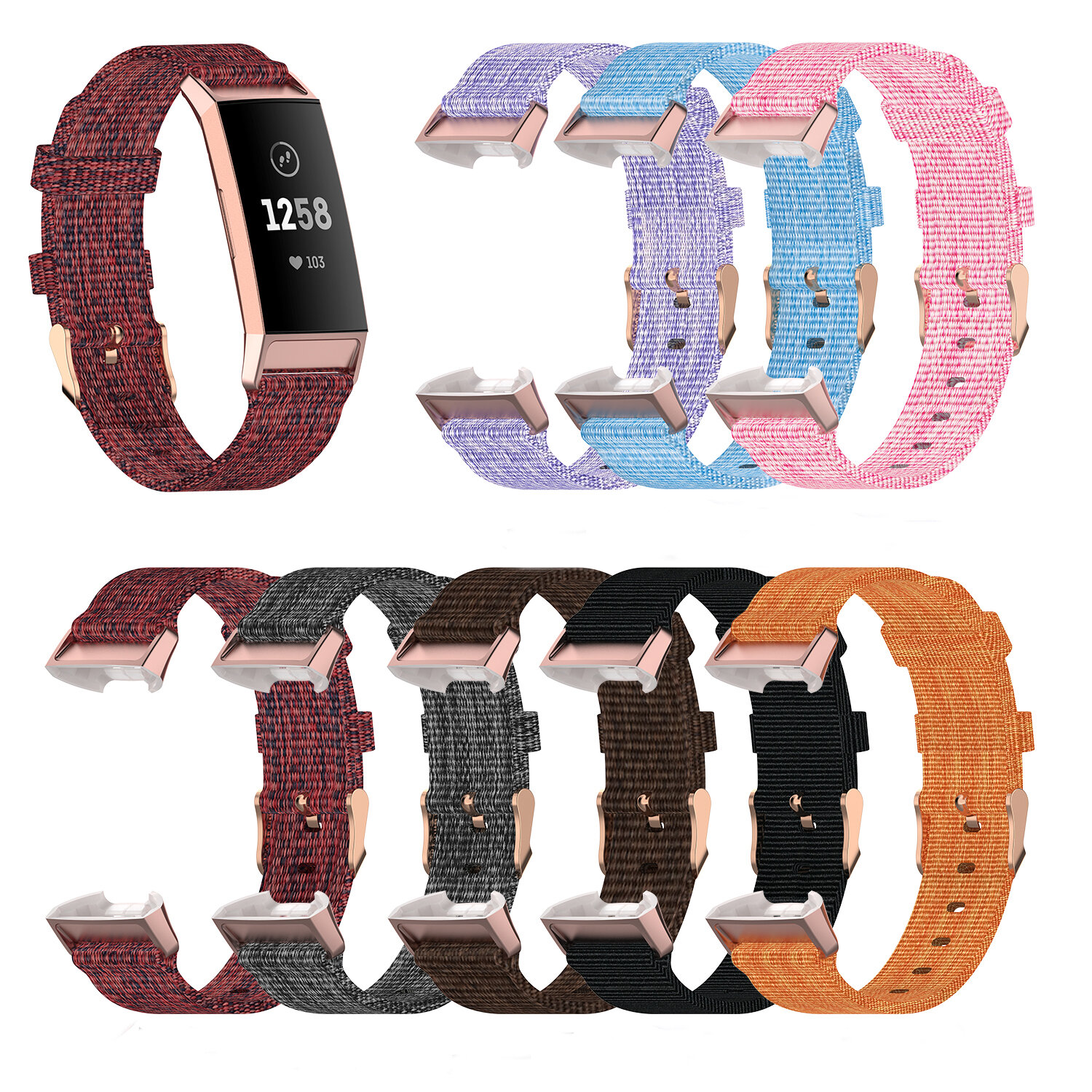Bakeey Nylon Canvas geweven slimme horlogeband vervangende riem voor Fitbit Charge 3/4
