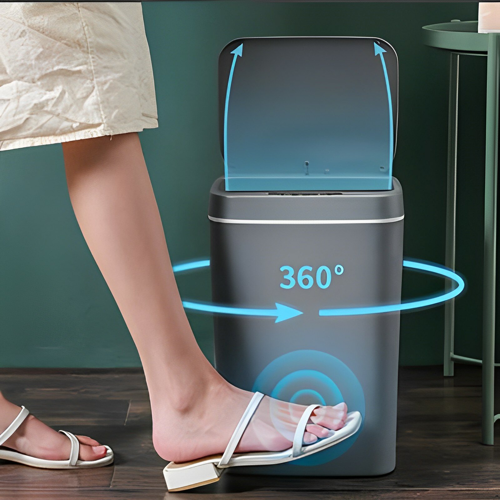 

AGSIVO 16L Smart Induction Touchless Trash Can Waste Bin With Motion Sensor and Rechargeable Battery For Kitchen Bedroom
