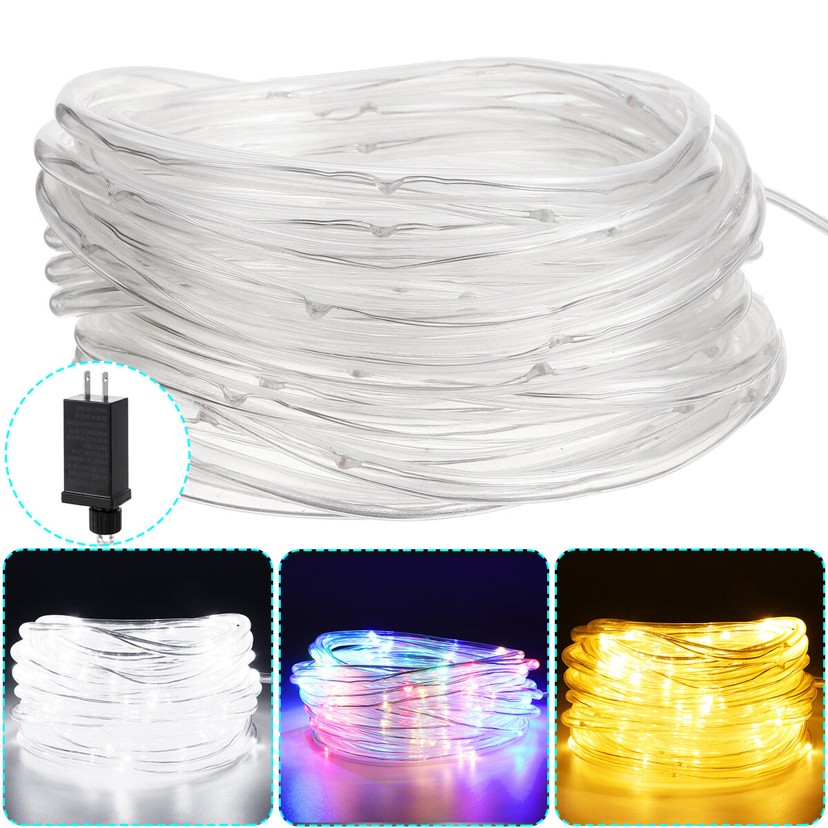 10M 100LED Outdoor Tube Rope Strip String Light RGB Lamp Xmas Home Decor Lights met US Plug