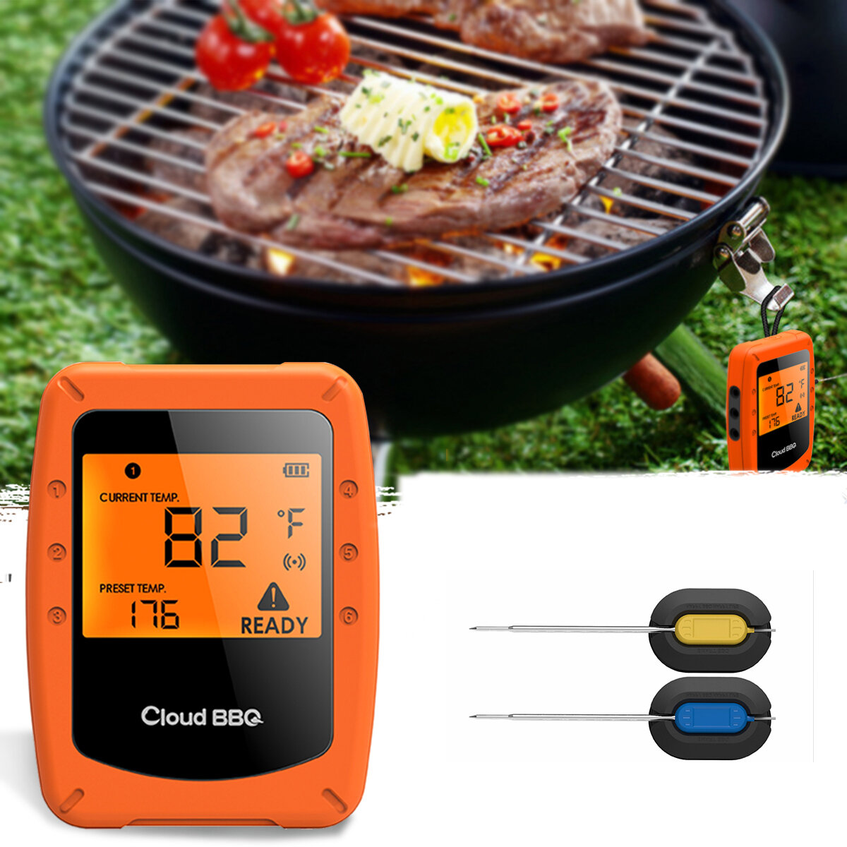 vezeték nélküli okos BBQ hőmérő sütőhöz, Bluetooth és Wifi kapcsolattal IOS és Android számára