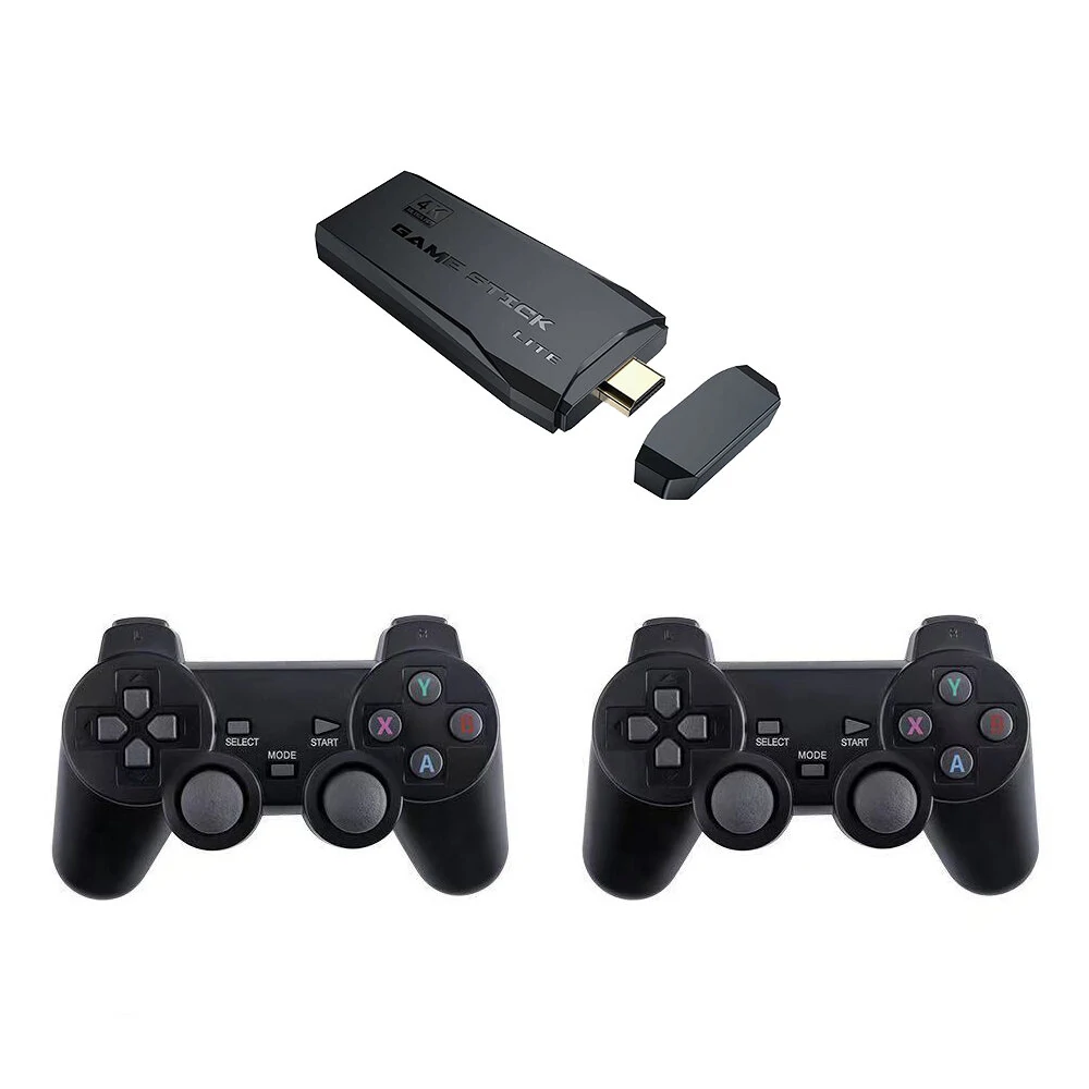 M8 4K HD 10000 Games Mini Games Stick Video Game Console For SFC PS1 FC GBA Emulator with 2Pcs Wireless Gamepad Controller