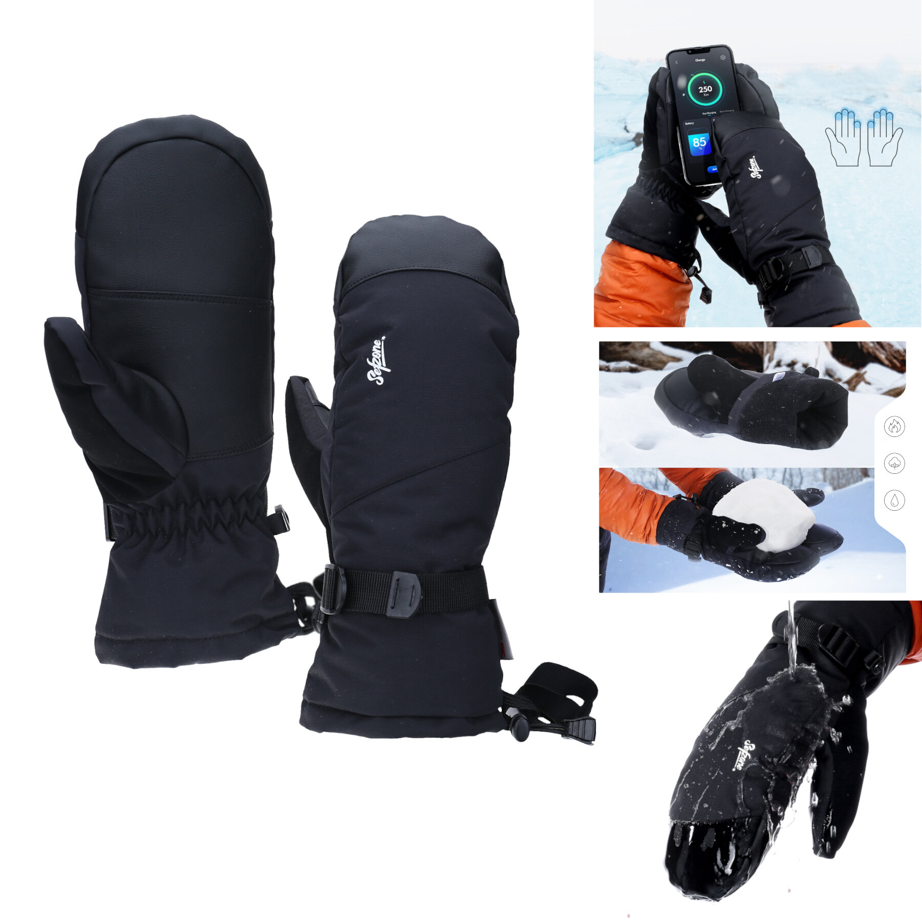 Sefzone Winter Ski Handschuhe Touch Screen für Motorradfahren, Snowboarden, Schneemobilfahren, Sport, winddicht, wasserdicht, warme Handschuhe für Männer und Frauen