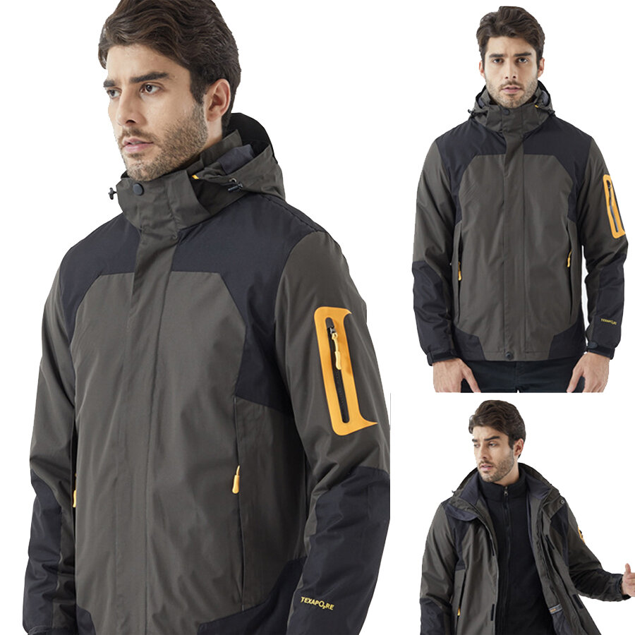 3 w 1 męskie zimowe kurtki turystyczne Outdoor gruby ciepły płaszcz z kapturem wymienna wkładka Camping wspinaczka narciarska wiatrówka