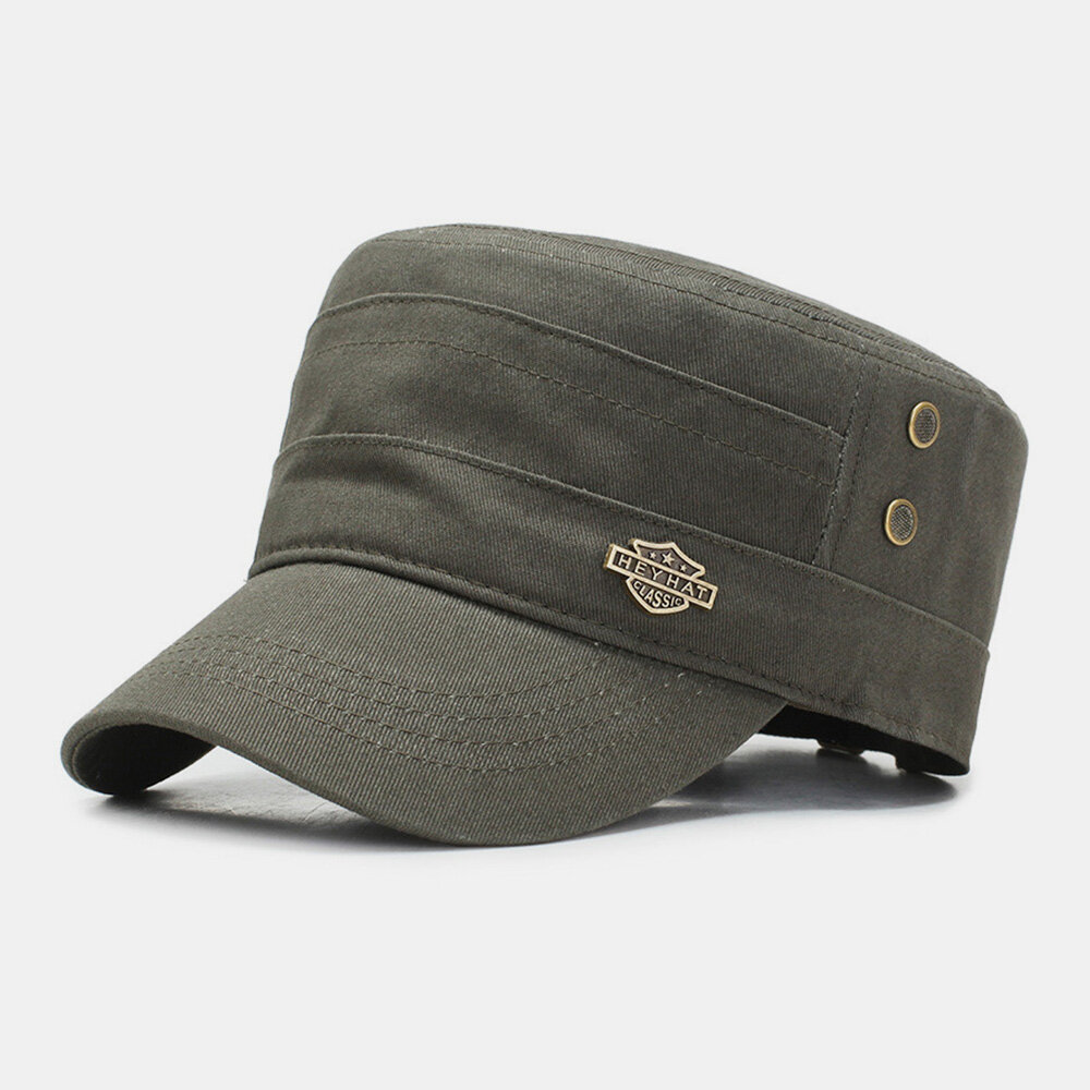 Men Adjustable Breathable Holes Design Military Cap Outdoor Travel Sunshade Cadet Hat Flat Cap